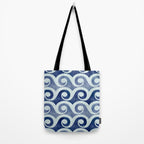 Indigo Geometric Beach Waves Tote Bag Gallery Image 2