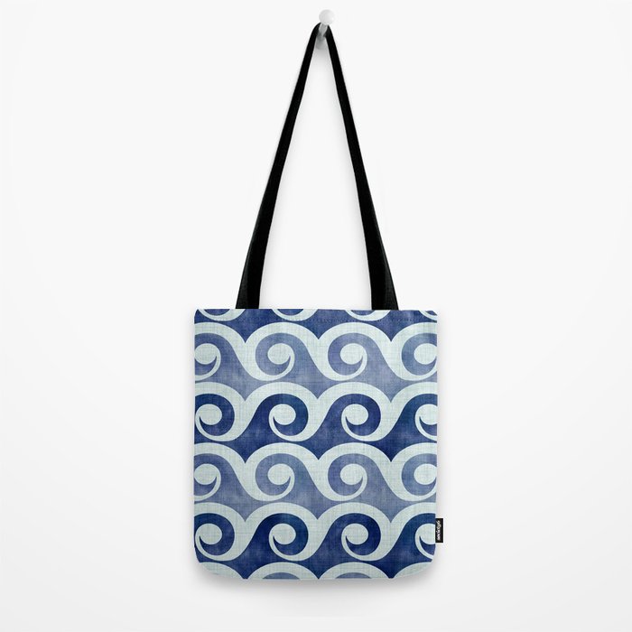 Indigo Geometric Beach Waves Tote Bag Gallery Image 2