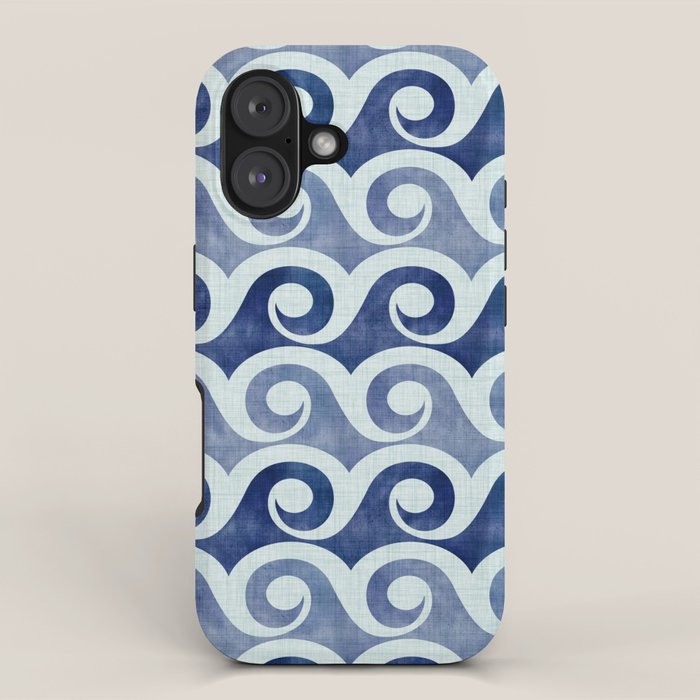 Indigo Geometric Beach Waves iPhone Case Gallery Image 1