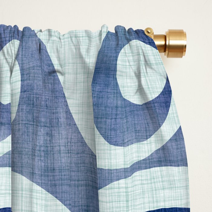 Indigo Geometric Beach Waves Window Curtain Gallery Image 2