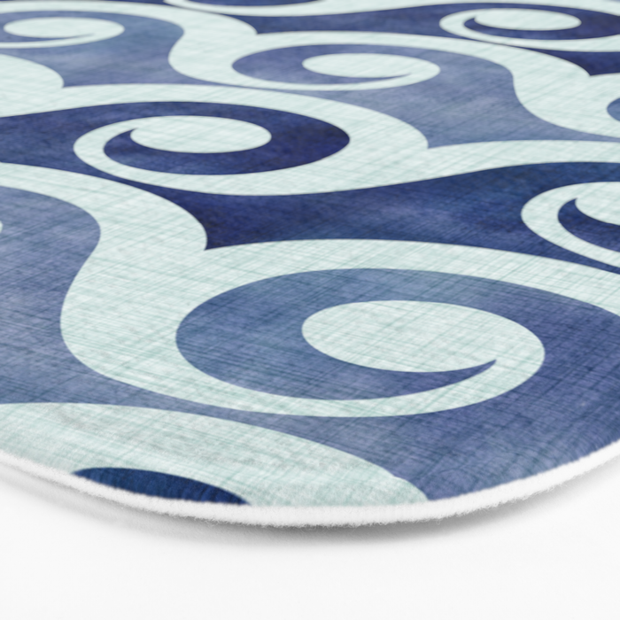 Indigo Geometric Beach Waves Bath Mat Gallery Image 3