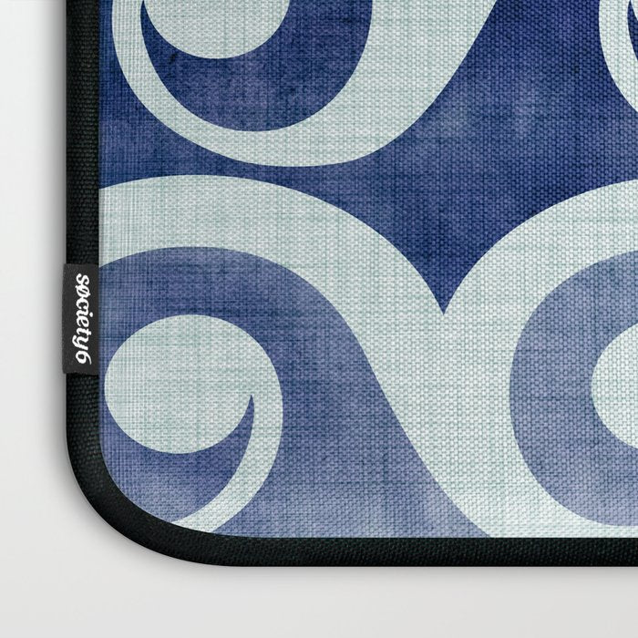 Indigo Geometric Beach Waves Laptop Sleeve Gallery Image 3