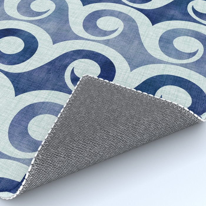 Indigo Geometric Beach Waves Rug Gallery Image 4
