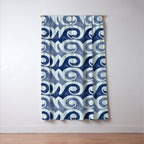 Indigo Geometric Beach Waves Window Curtain Gallery Image 3