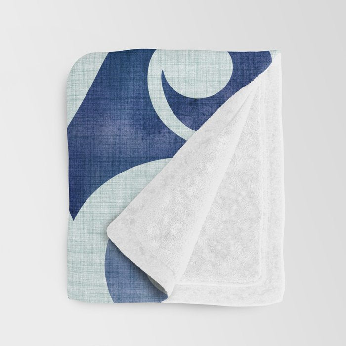 Indigo Geometric Beach Waves Throw Blanket Gallery Image 3