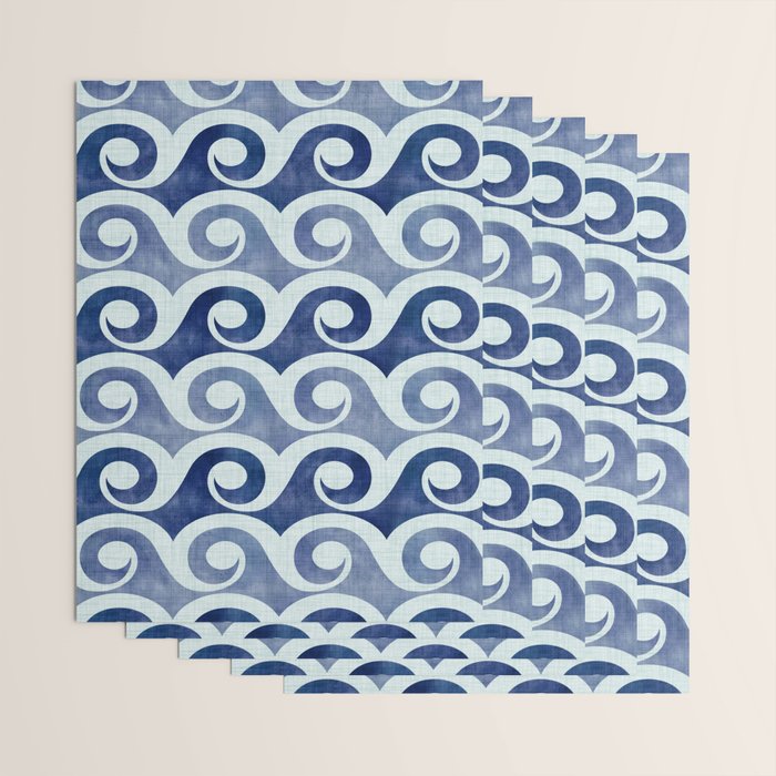 Indigo Geometric Beach Waves Wrapping Paper Gallery Image 3