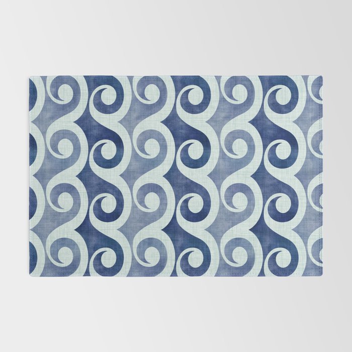 Indigo Geometric Beach Waves Rug Gallery Image 2