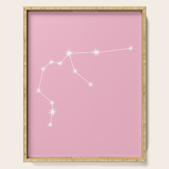 Aquarius Zodiac Star Constellation Line Art Soft Pink Serving Tray Gallery Image 1