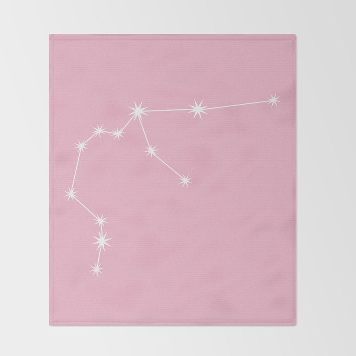 Aquarius Zodiac Star Constellation Line Art Soft Pink Throw Blanket Gallery Image 2