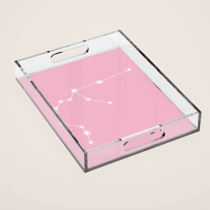 Aquarius Zodiac Star Constellation Line Art Soft Pink Acrylic Tray Gallery Image 1