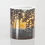 Japanese Woodblock Print Morning Sunrise Farm Tree Silhouette Coffee Mug Gallery Image 4