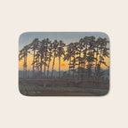 Japanese Woodblock Print Morning Sunrise Farm Tree Silhouette Bath Mat Gallery Image 1