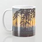 Japanese Woodblock Print Morning Sunrise Farm Tree Silhouette Coffee Mug Gallery Image 3