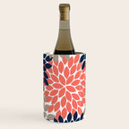Tan Coral Navy Flower Burst Floral Pattern Wine Chiller Gallery Image 1