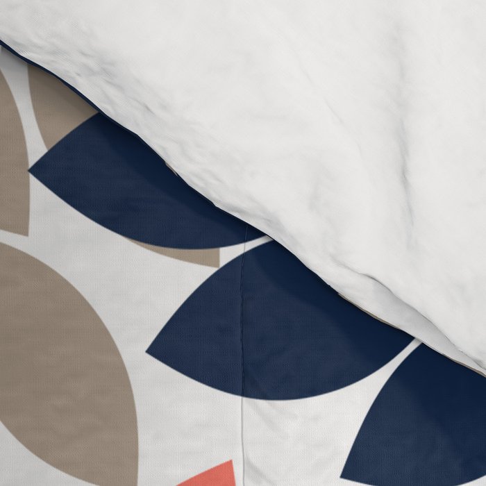 Tan Coral Navy Flower Burst Floral Pattern Comforter Gallery Image 4