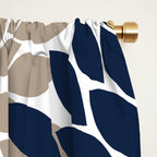 Tan Coral Navy Flower Burst Floral Pattern Window Curtain Gallery Image 2
