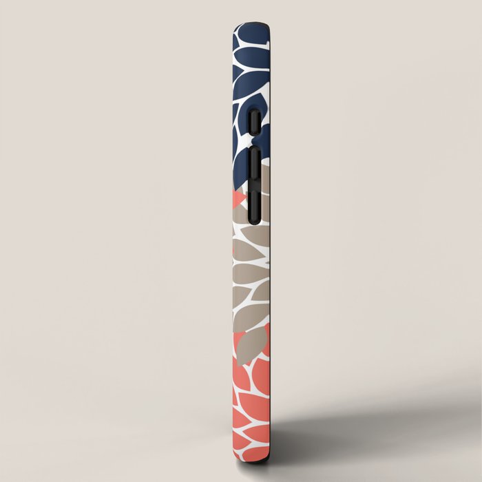 Tan Coral Navy Flower Burst Floral Pattern iPhone Case Gallery Image 2