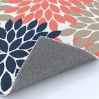 Tan Coral Navy Flower Burst Floral Pattern Rug Gallery Image 4
