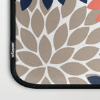 Tan Coral Navy Flower Burst Floral Pattern Laptop Sleeve Gallery Image 3