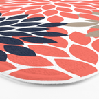 Tan Coral Navy Flower Burst Floral Pattern Bath Mat Gallery Image 3