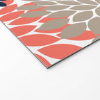 Tan Coral Navy Flower Burst Floral Pattern Welcome Mat Gallery Image 2