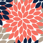 Tan Coral Navy Flower Burst Floral Pattern Coffee Mug Gallery Image 2