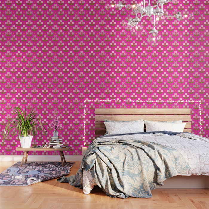 Retro Pink Floral Bunches Pattern - Pink Wallpaper Gallery Image 3