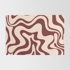 Retro Liquid Swirl Abstract Pattern in Cinnamon Cocoa and Cream  Rug Gallery Image 2