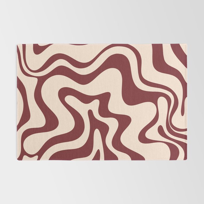 Retro Liquid Swirl Abstract Pattern in Cinnamon Cocoa and Cream  Rug Gallery Image 2