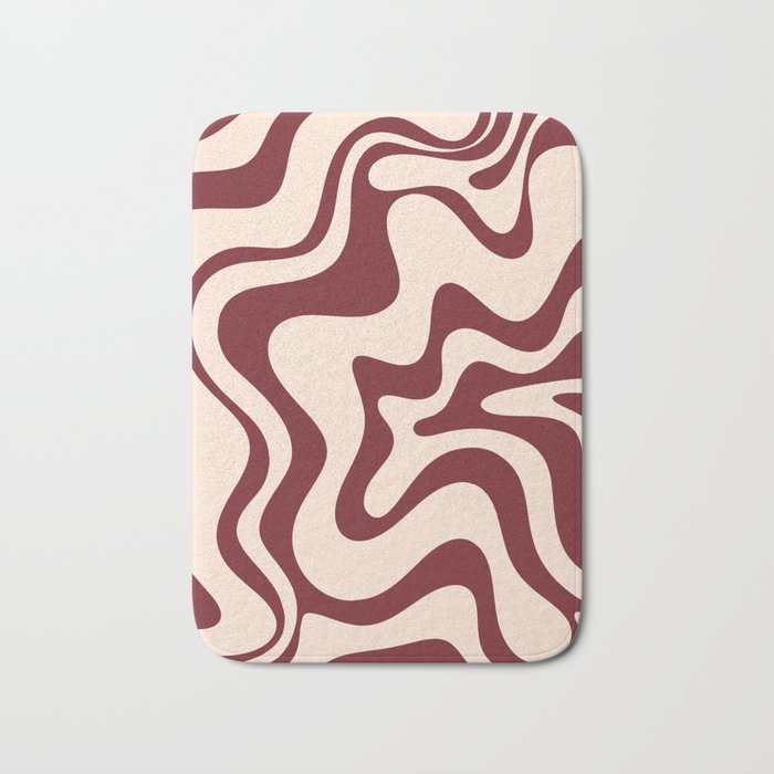 Retro Liquid Swirl Abstract Pattern in Cinnamon Cocoa and Cream  Bath Mat Gallery Image 1