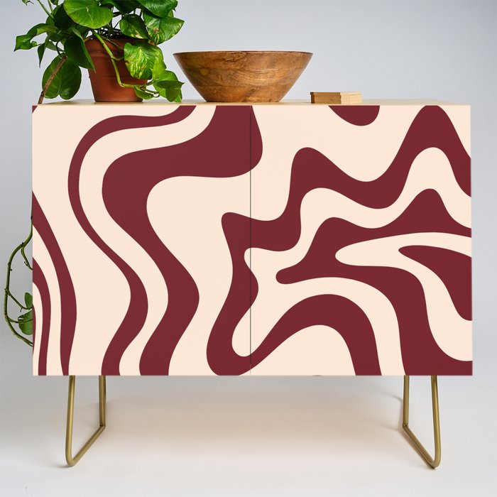 Retro Liquid Swirl Abstract Pattern in Cinnamon Cocoa and Cream  Credenza Gallery Image 1