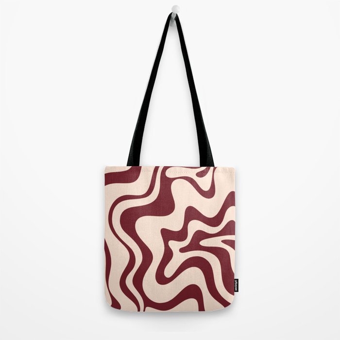 Retro Liquid Swirl Abstract Pattern in Cinnamon Cocoa and Cream  Tote Bag Gallery Image 2