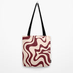Retro Liquid Swirl Abstract Pattern in Cinnamon Cocoa and Cream  Tote Bag Gallery Image 2