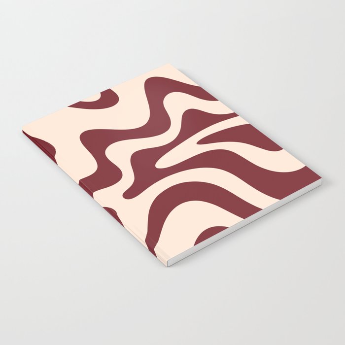 Retro Liquid Swirl Abstract Pattern in Cinnamon Cocoa and Cream  Notebook Gallery Image 2