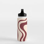 Retro Liquid Swirl Abstract Pattern in Cinnamon Cocoa and Cream  Water Bottle Gallery Image 3