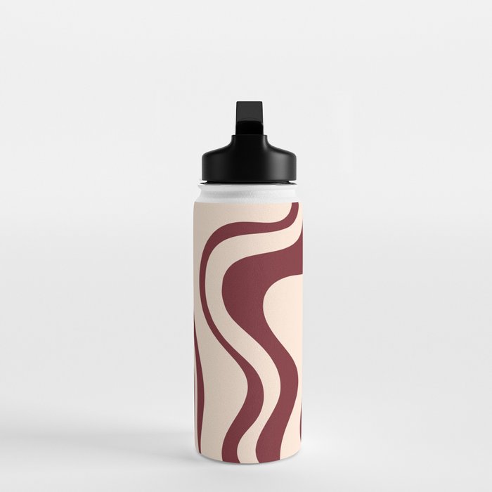 Retro Liquid Swirl Abstract Pattern in Cinnamon Cocoa and Cream  Water Bottle Gallery Image 3