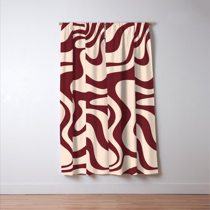 Retro Liquid Swirl Abstract Pattern in Cinnamon Cocoa and Cream  Window Curtain Gallery Image 3
