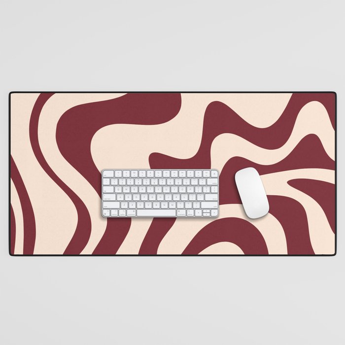 Retro Liquid Swirl Abstract Pattern in Cinnamon Cocoa and Cream  Desk Mat Gallery Image 1