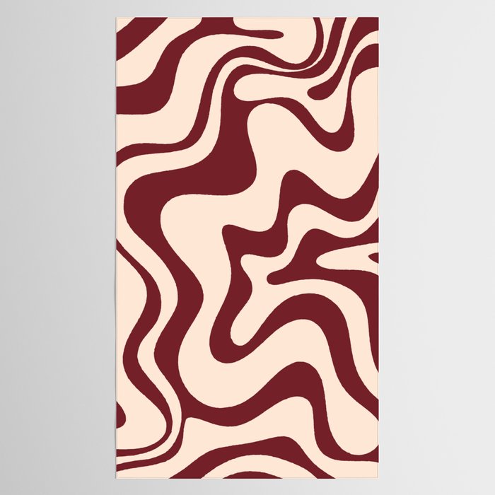 Retro Liquid Swirl Abstract Pattern in Cinnamon Cocoa and Cream  Tablecloth Gallery Image 2