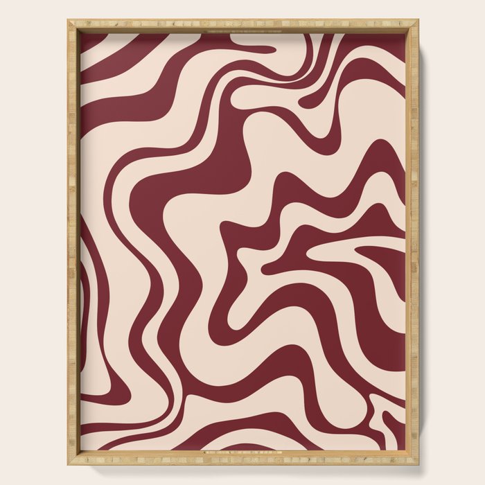 Retro Liquid Swirl Abstract Pattern in Cinnamon Cocoa and Cream  Serving Tray Gallery Image 1