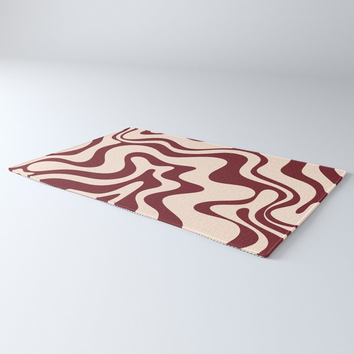 Retro Liquid Swirl Abstract Pattern in Cinnamon Cocoa and Cream  Rug Gallery Image 3