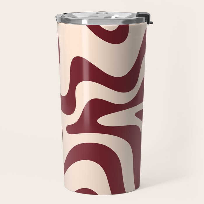 Retro Liquid Swirl Abstract Pattern in Cinnamon Cocoa and Cream  Travel Mug Gallery Image 2