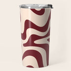Retro Liquid Swirl Abstract Pattern in Cinnamon Cocoa and Cream  Travel Mug Gallery Image 2