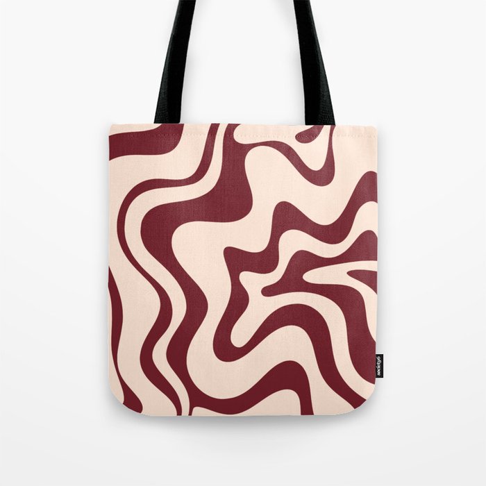 Retro Liquid Swirl Abstract Pattern in Cinnamon Cocoa and Cream  Tote Bag Gallery Image 1