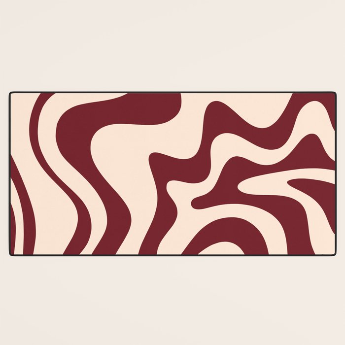 Retro Liquid Swirl Abstract Pattern in Cinnamon Cocoa and Cream  Desk Mat Gallery Image 3
