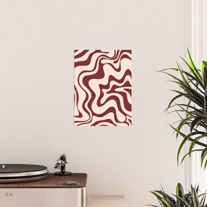 Retro Liquid Swirl Abstract Pattern in Cinnamon Cocoa and Cream  Poster Gallery Image 2