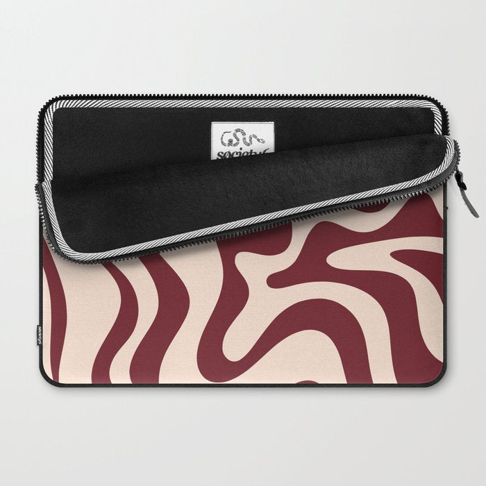 Retro Liquid Swirl Abstract Pattern in Cinnamon Cocoa and Cream  Laptop Sleeve Gallery Image 2