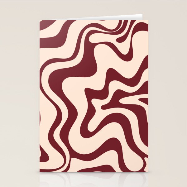 Retro Liquid Swirl Abstract Pattern in Cinnamon Cocoa and Cream  Stationery Card Gallery Image 2