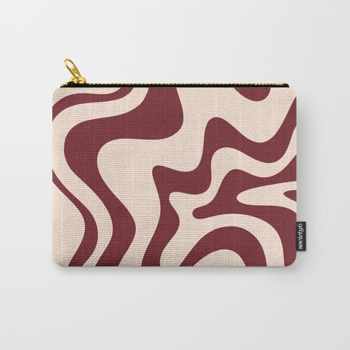 Retro Liquid Swirl Abstract Pattern in Cinnamon Cocoa and Cream  Carry All Pouch Gallery Image 1