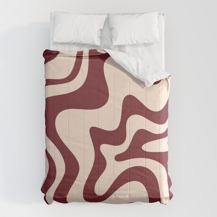Retro Liquid Swirl Abstract Pattern in Cinnamon Cocoa and Cream  Comforter Gallery Image 1